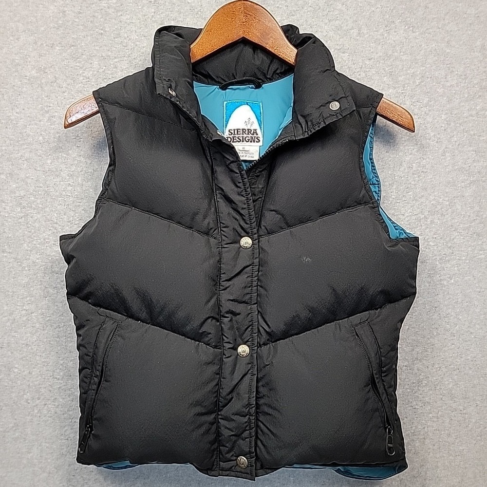 Sierra Designs Goose Down Puffer Vest Black Teal Women's Sz 6 Outdoor Gorpcore